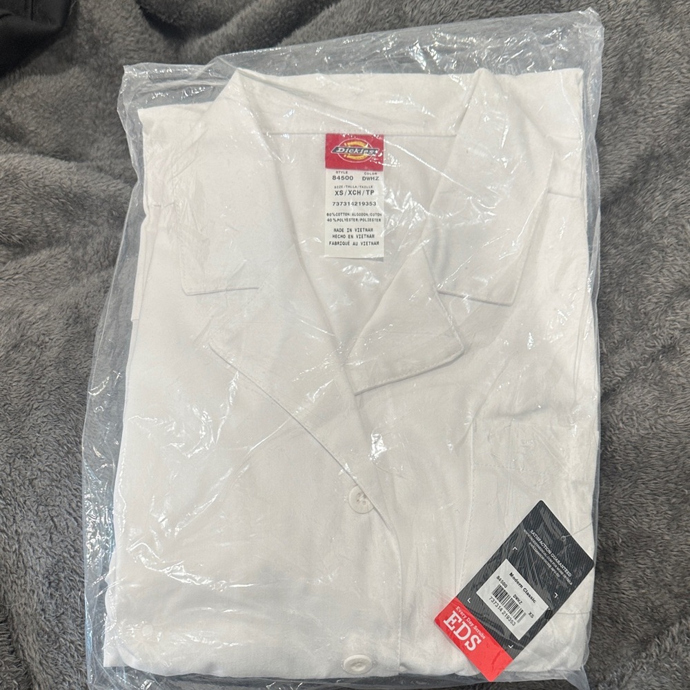 Dickies Women's White Button Down Coat
